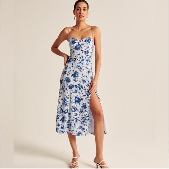 Abercrombie & Fitch Dresses & Skirts - NWT Abercrombie & Fitch Camille Midi Dress Women's XL Blue Floral Cottagecore